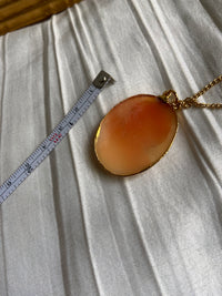 One-of-one | Vintage carved cameo lady long necklace 20”