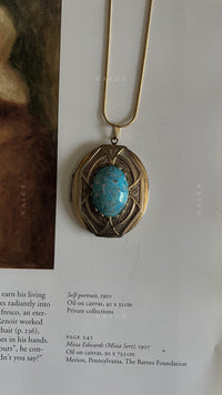 Vintage stone engraved locket necklace
