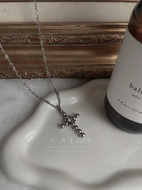 VAIGE  Round Beads Cross Pendant Necklace