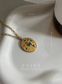 VAIGE Mermaid Tarot Charm 18K Gold Plated Stainless Steel Necklace