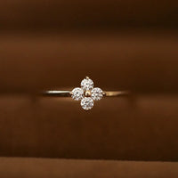 VAIGE 925 Sterling Silver Plated 18K Gold Zirconia Flower Ring Exquisite Wedding Jewelry Accessories