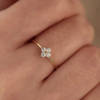 VAIGE 925 Sterling Silver Plated 18K Gold Zirconia Flower Ring Exquisite Wedding Jewelry Accessories