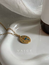 VAIGE Mermaid Tarot Charm 18K Gold Plated Stainless Steel Necklace