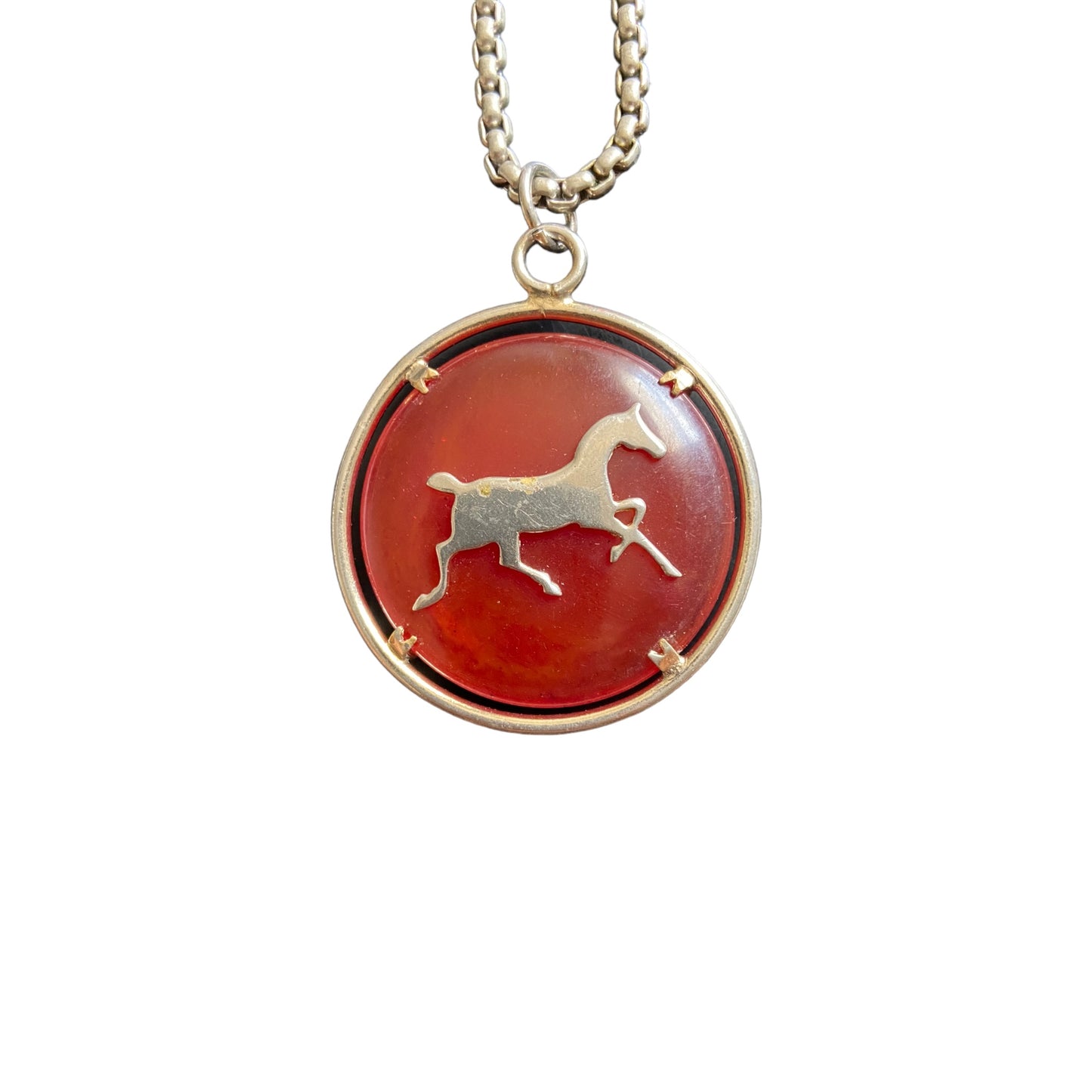 One-of-one | vintage horse red stainless steel necklace