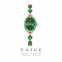 VAIGE Stunning Purple Diamond-Embellished Oval Quartz Watch with Luxurious Gold Bracelet