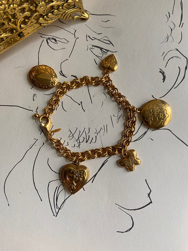 gold charm bracelet with lockets   • — Vivian Vintage Collection • only 1 available • View all photos; item is thrifted/vintage and may show flaws: (  )