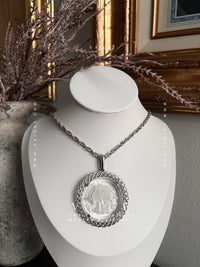 VAIGE One Of One | Vintage Circle Coin Silver Zodiac Necklace Taurus Glass Engraved