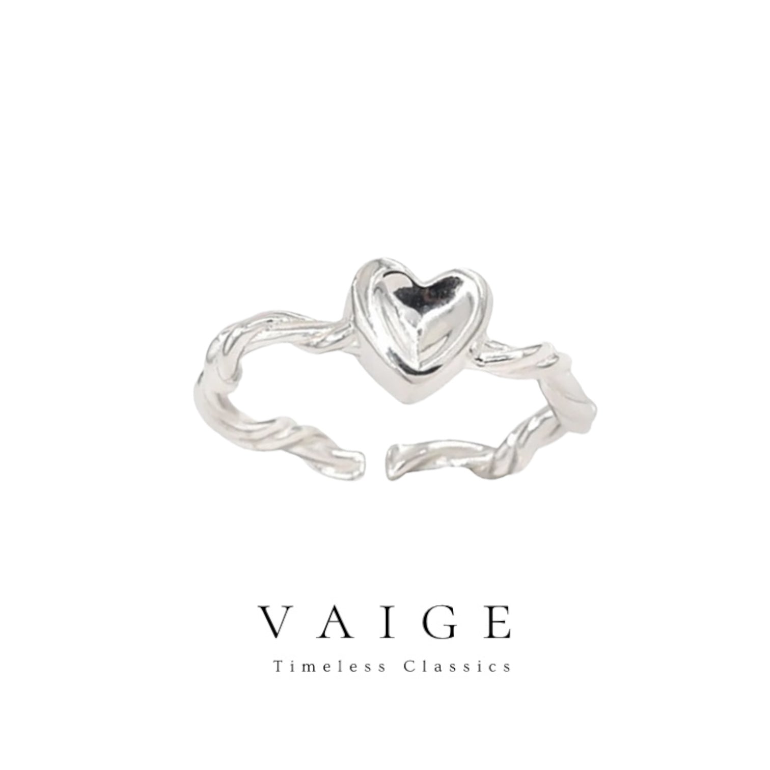 VAIGE Intertwined Heart Silver Ring