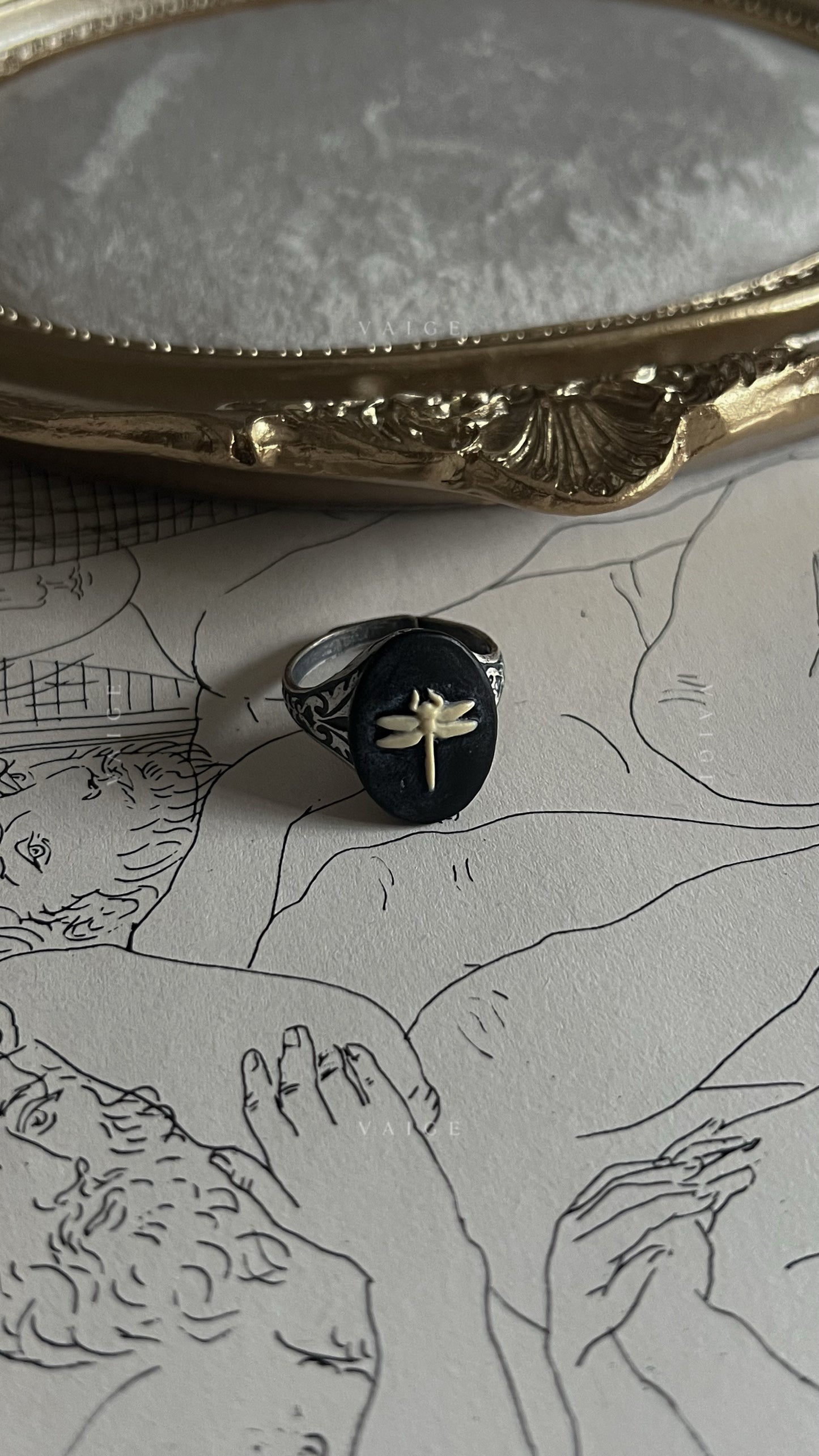 VAIGE  Dragonfly Silver Ring