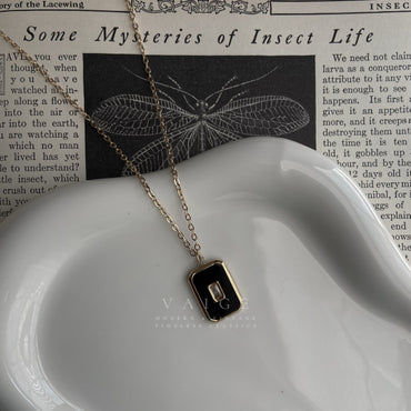 VAIGE 18K Gold Stainless Steel Rectangle Green Black White Zircon Pendant Necklace