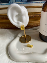 VAIGE 14K Gold-Plated Buddhism Hand Ear Studs