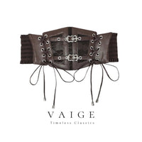 VAIGE Elegant Lace Corset Belt in Black & White Floral Design [Limited Edition]