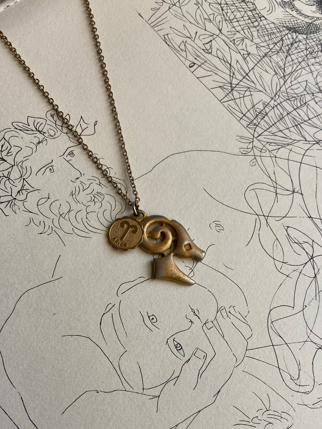 One-of-one | vintage Aries zodiac Necklace
