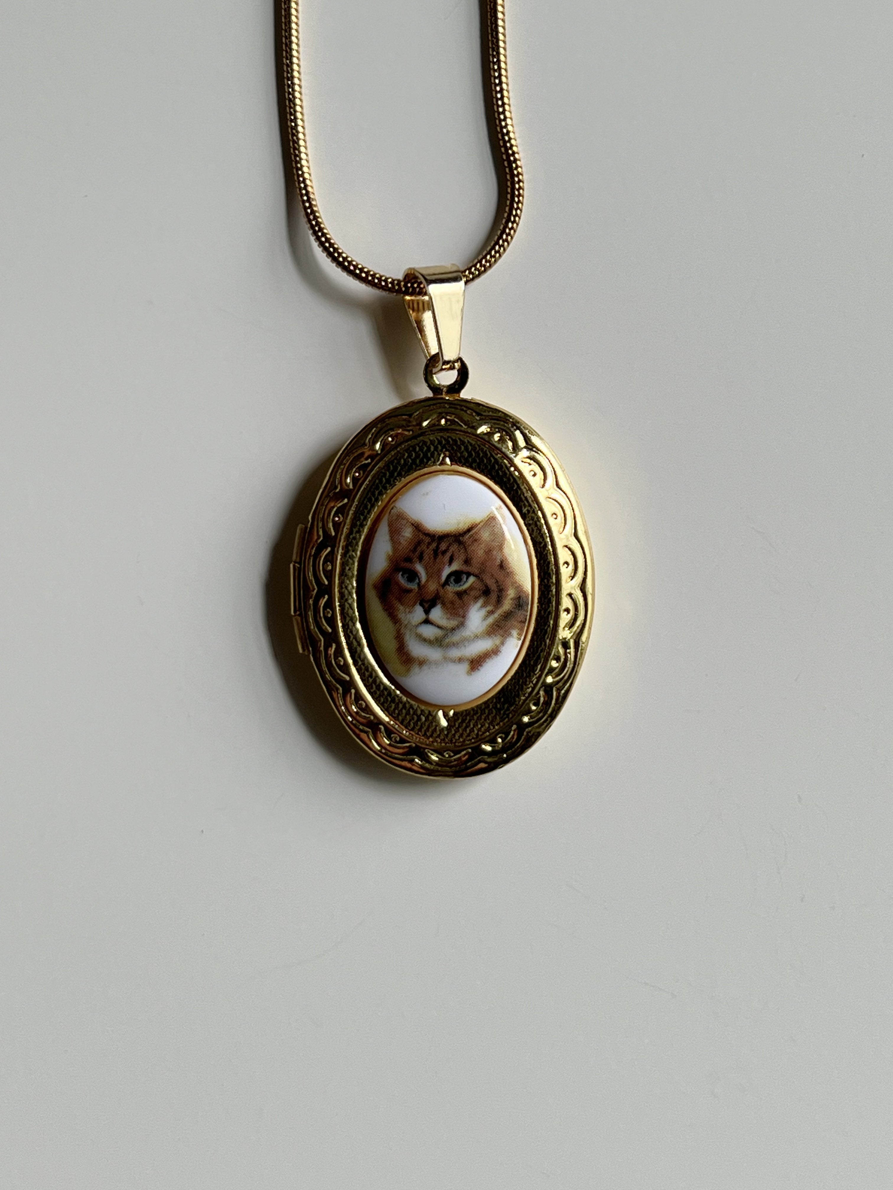 Orange Cat Locket Necklace