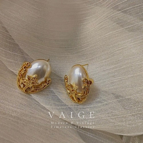 VAIGE Elegant Simulated Pearl Drop Earrings in Gold and Silver