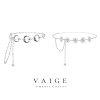 VAIGE Luxe Gold & Silver Moon Sun Chain Belt - Vintage Elegance for All Occasions