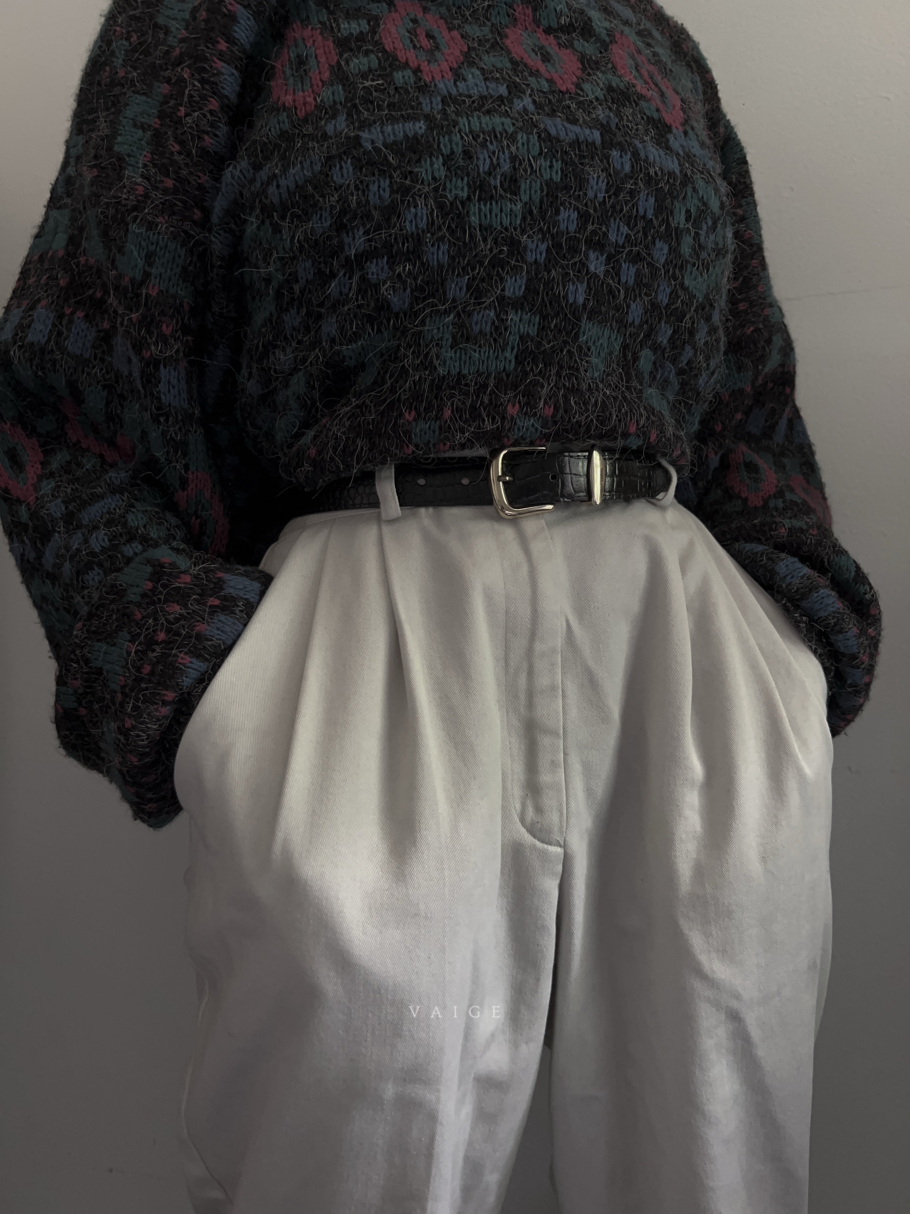 VAIGE One of One |  Vintage Black Leather Belt Gold Buckle Made in U.S.A