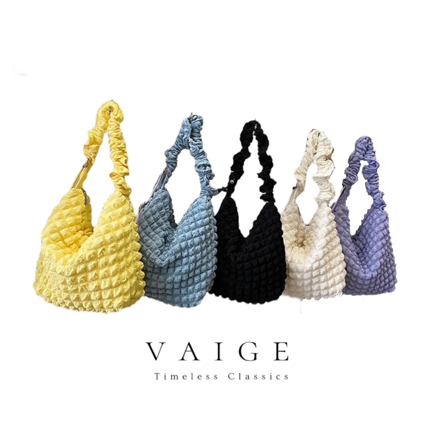 VAIGE Elegant Lattice-Patterned Cotton Quilted Tote Bag in Navy Blue and Blush Pink