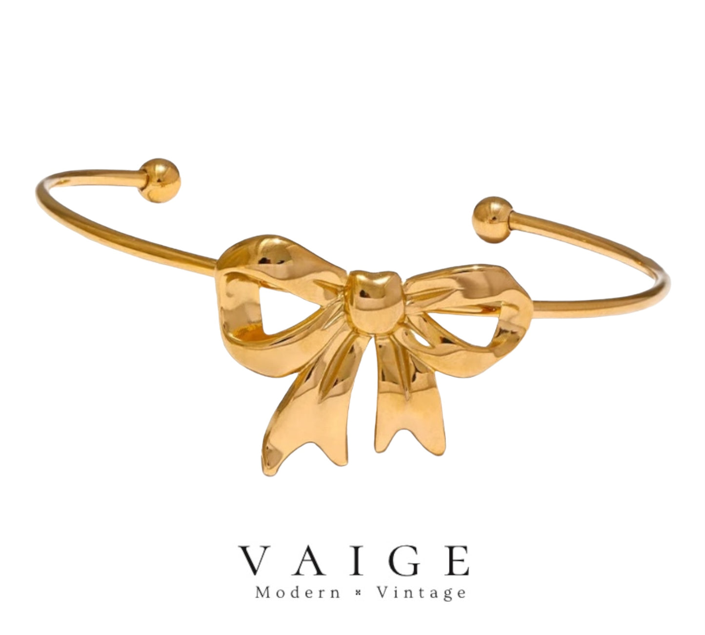 Golden Bow Stainless Steel Bracelet Bangle