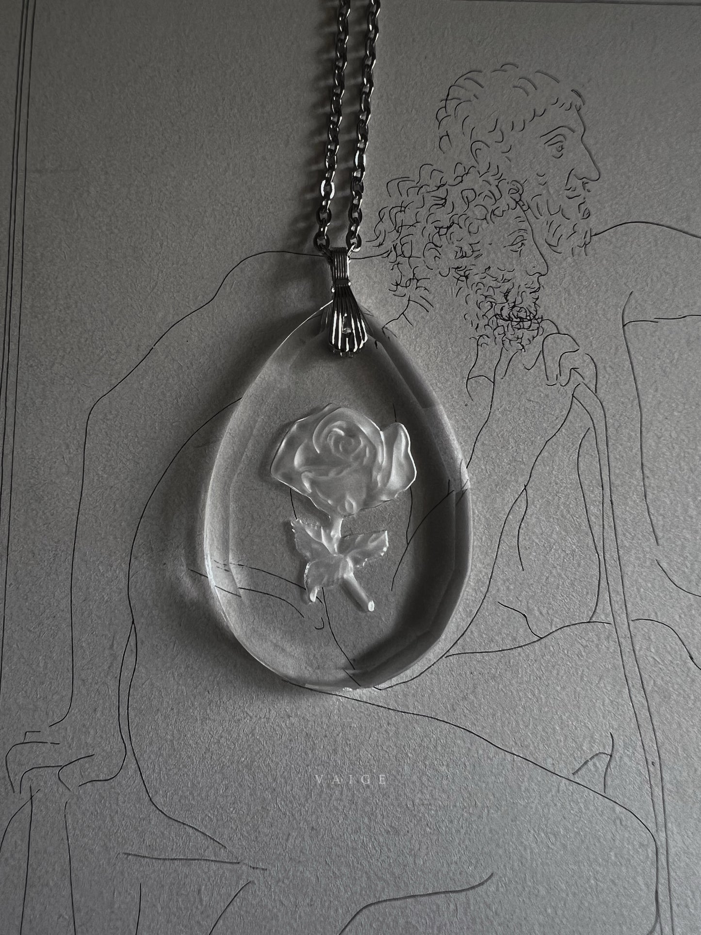 VAIGE One of One |  Vintage Intaglio Flower Silver Necklace
