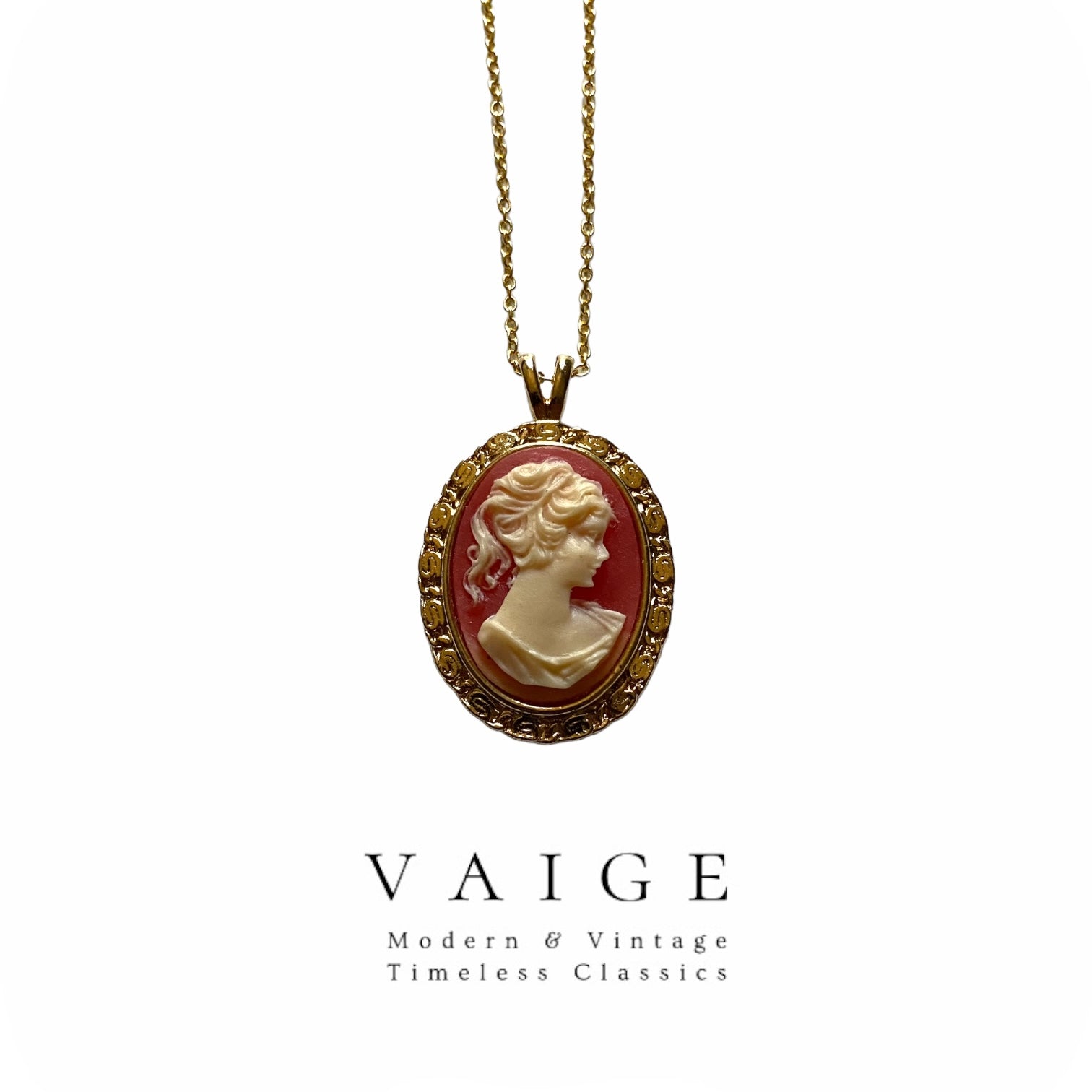 One-of-one | vintage cameo lady Necklace gold 18”
