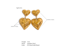 VAIGE Luxe Gold & Silver Hammered Heart Dangle Earrings