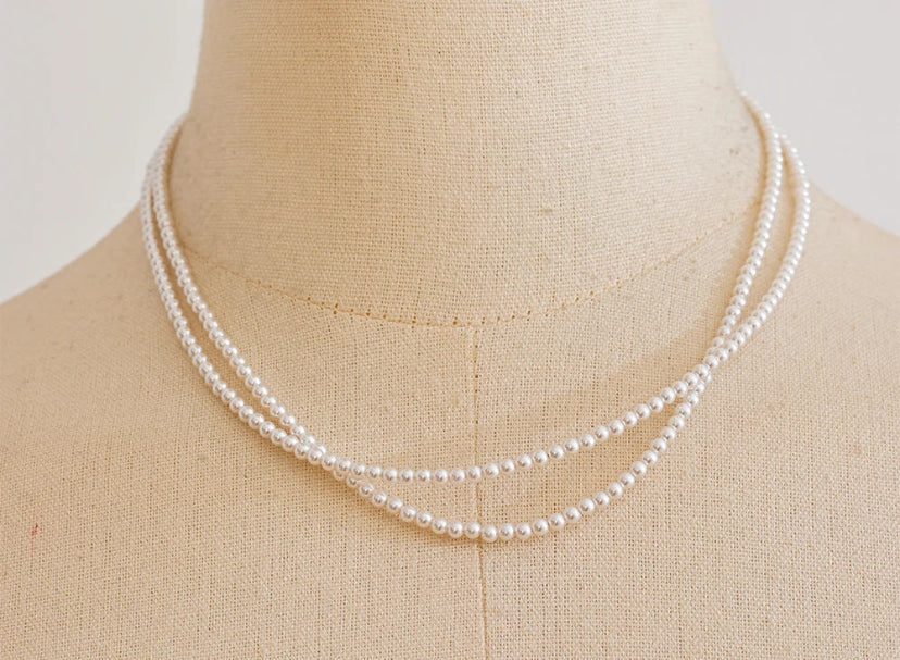 VAIGE Elegant Double Layer Faux Pearl Necklace in Gold and Silver