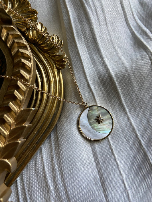 Gold moon and star necklace