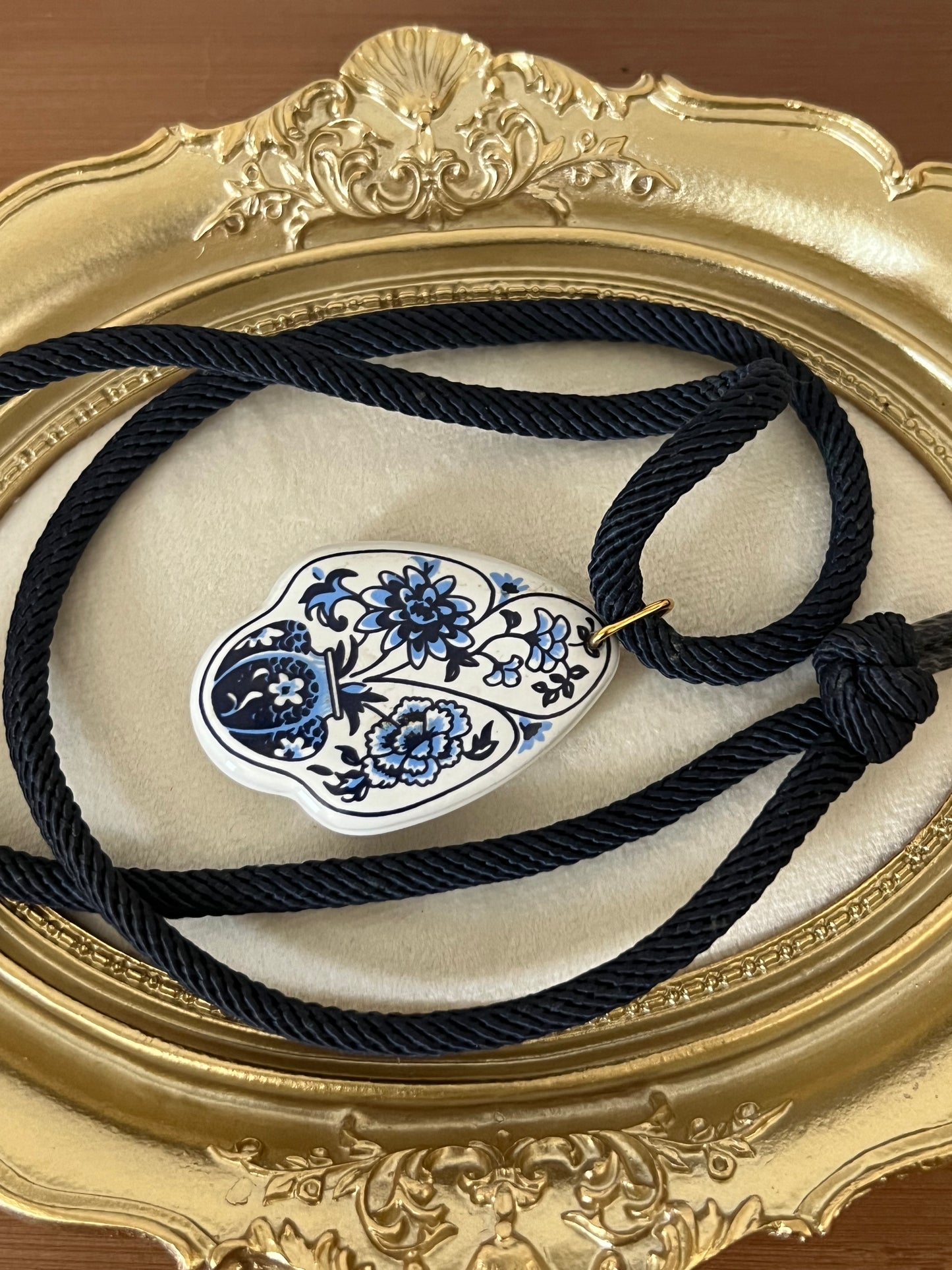 One of one vintage porcelain long necklace