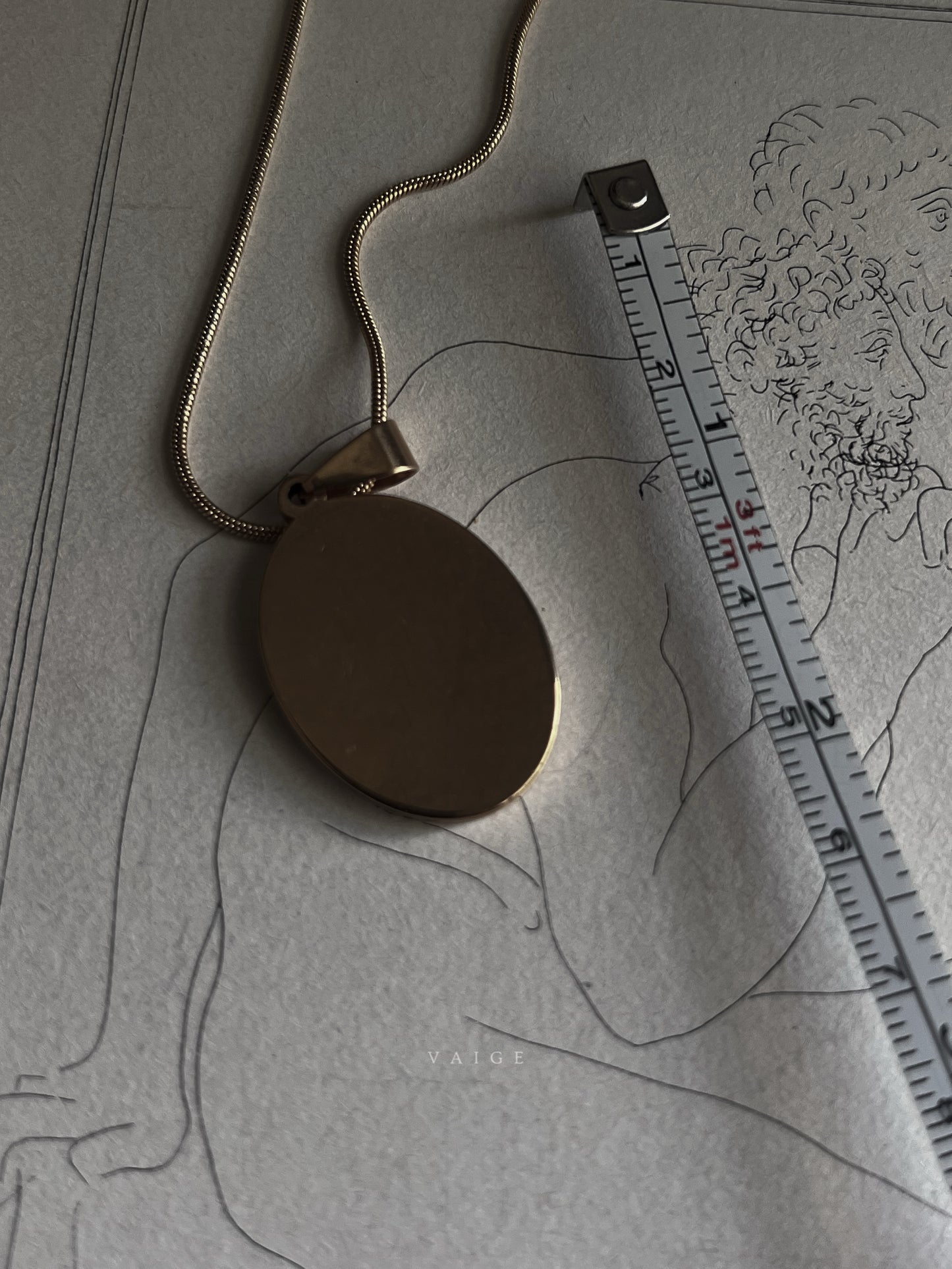 VAIGE Mushroom Fungi Gold Oval Necklace