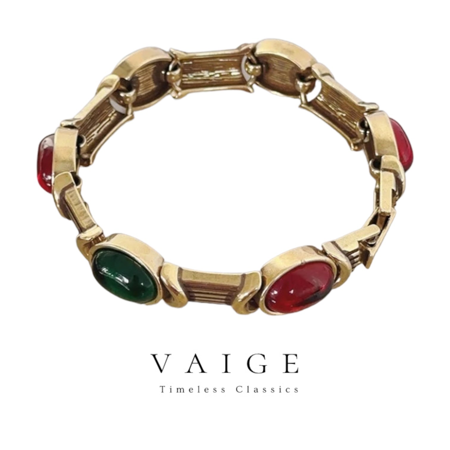 Vintage inspired Colorful Crystal gem stone gold Bracelet