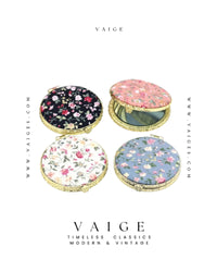 VAIGE Heart & Circle Floral Mini Compact Mirror