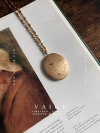 One Of One | vintage large locket glass engraved pink flower