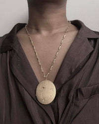 One Of One | vintage large locket glass engraved pink flower