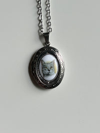 Grey Cat Locket Necklace