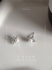 VAIGE 925 Sterling Silver Pearl Stud Earrings Oval