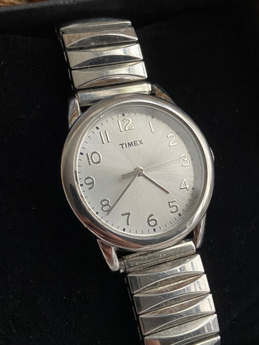 One-of-one | Silver Stainless Steel Timex Watch ( working w/ new battery )