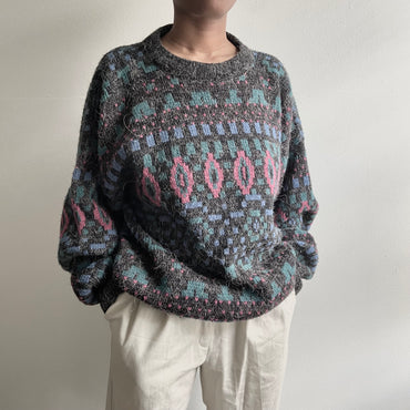 Multi-coloured Vintage 80s Knit Wool Sweater [ Only One Available ]