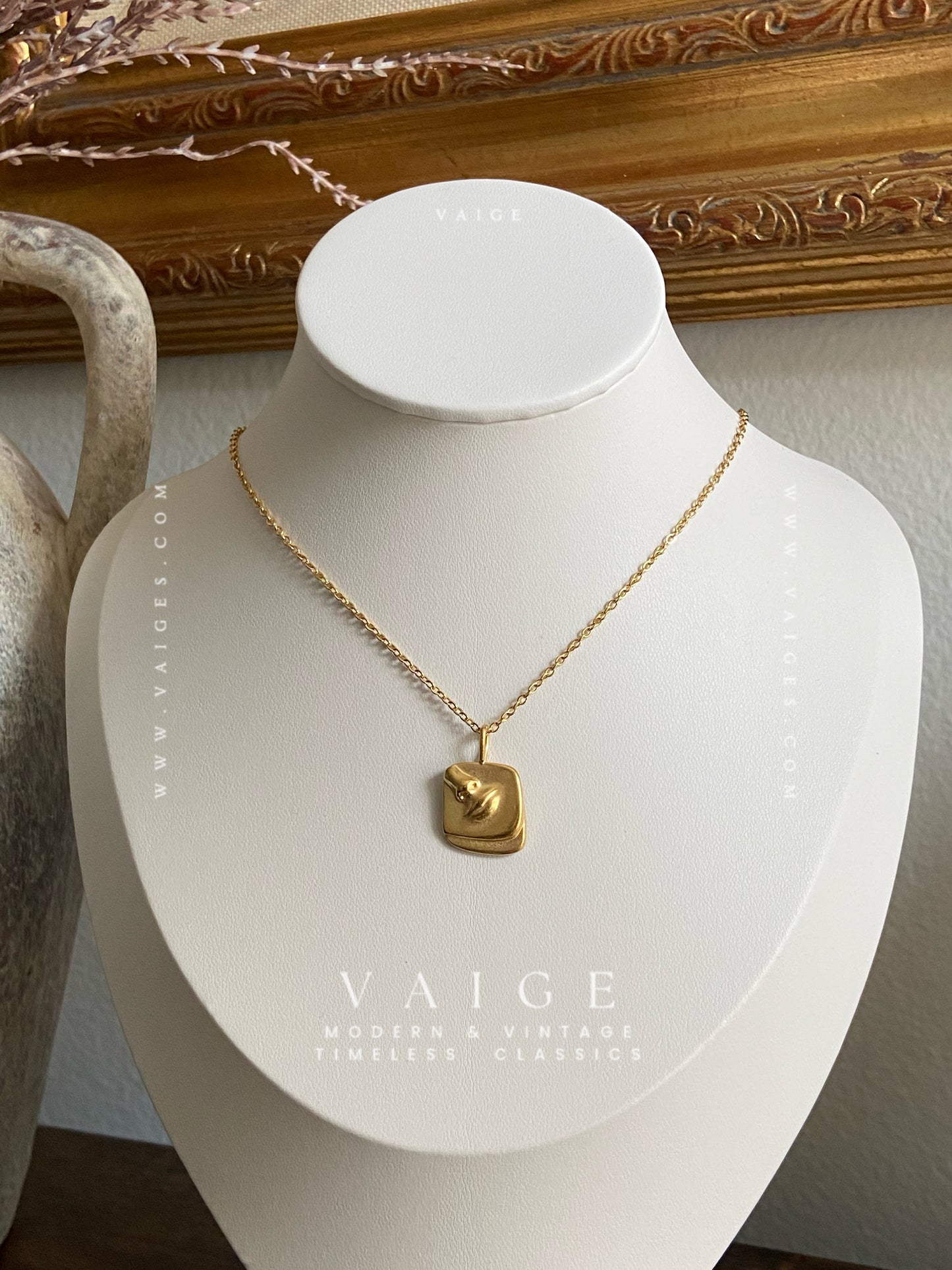 VAIGE 18K Gold Stainless Steel Abstract Face & Body Necklace