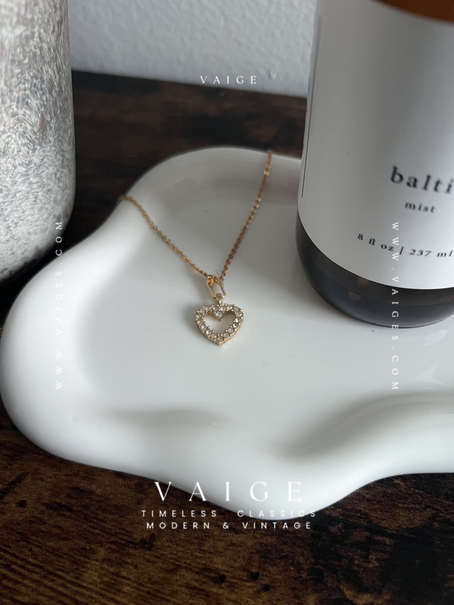 VAIGE One Of One | Vintage Gold Heart Zircon Necklace