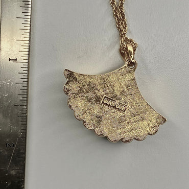 gold shell glass   pendant necklace • 16-18in — Vintage Collection • only 1 available • View all photos; item is thrifted/vintage and may show flaws.