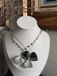 VAIGE Romantic Heart Locket Pendant Locket Silver Stainless Steel Necklace