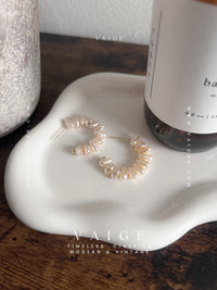 VAIGE  Baroque Pearl C Shaped  Open Hoop Earrings