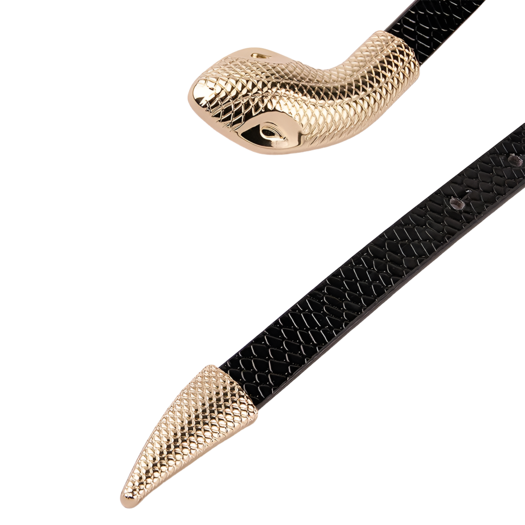 VAIGE Luxe Snake Buckle Gold Vegan Leather Belt