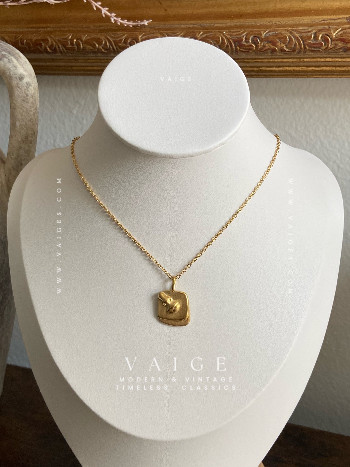VAIGE 18K Gold Stainless Steel Abstract Face & Body Necklace
