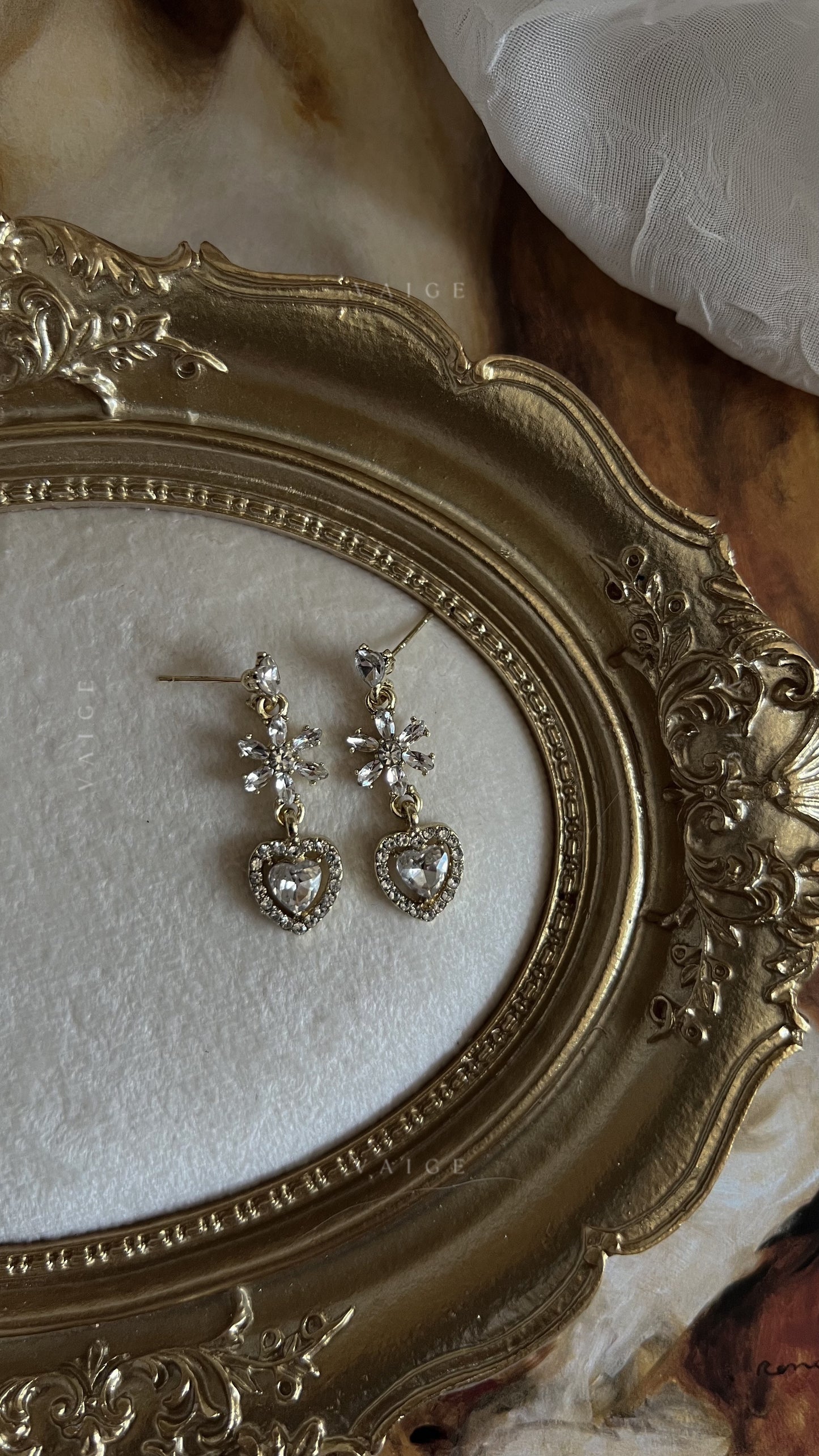 Heaven flower heart earrings