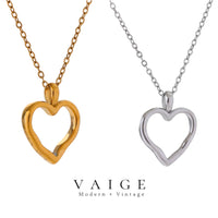 VAIGE Luxurious Gold-Plated Hollow Heart Necklace in Silver