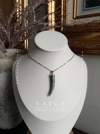 VAIGE One of One |Gold Green Stone Jade Horn / Tooth / Pepper Necklace