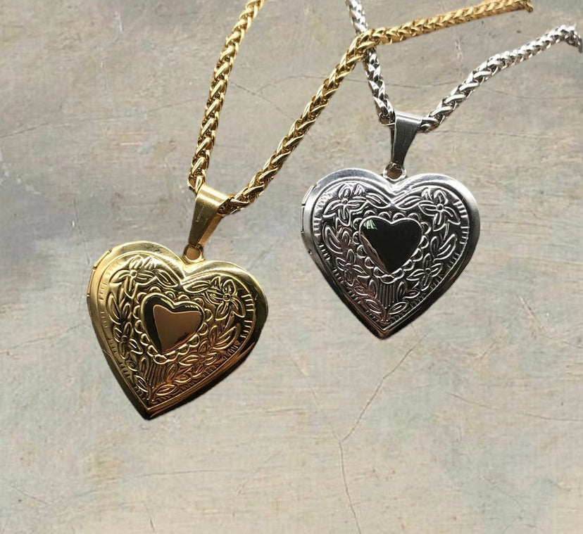 Double Heart Locket Necklace