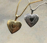 Double Heart Locket Necklace Stainless Steel